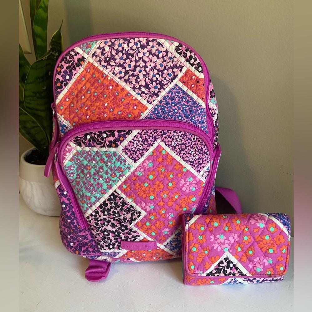 Vera Bradley backpack and wallet set